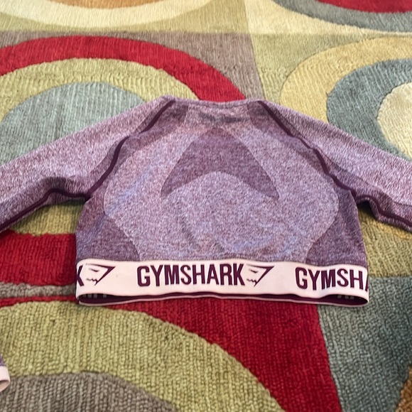 Gymshark Flex Dark Ruby Long Sleeve Dry Athletic Crop Top Medium Purple - Picture 7 of 8